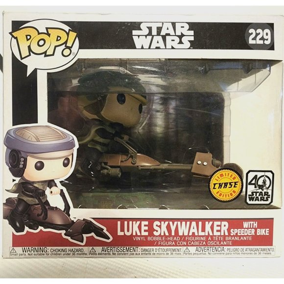 Star Wars Funko Pop - Luke Skywalker with Speeder Bike (Chase) - No. 229 - Picture 1 of 5